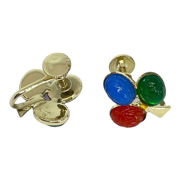 Vintage Earrings Egyptian Revival Scarabs Gold Tone Screwback Clasp 5X - Picture 2 of 5